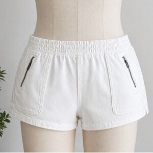 Aerie White Denim Shorts XL High Rise Casual Summer Minimalist Coastal Girl